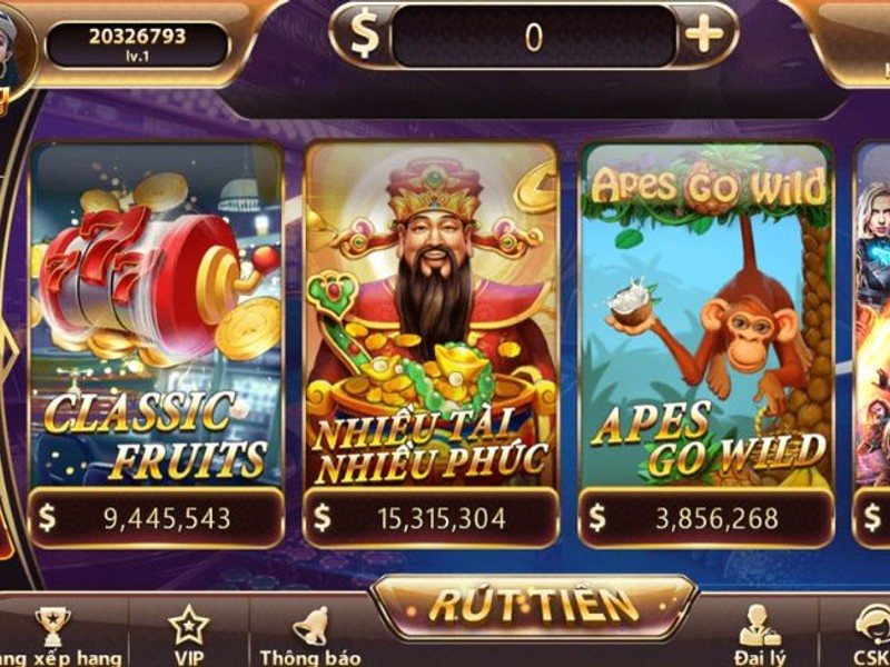 Trò chơi slot với biểu tượng jackpot và tiền vàng